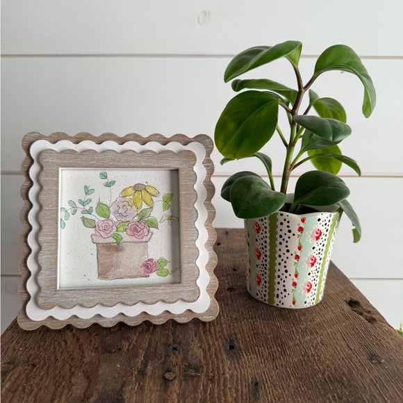 Hand Crafted Other - Watercolor original 4x4 in Wooden Frame